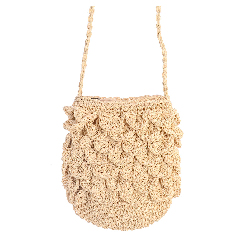 Crossbody bag crocheted with straw thread, 60×20