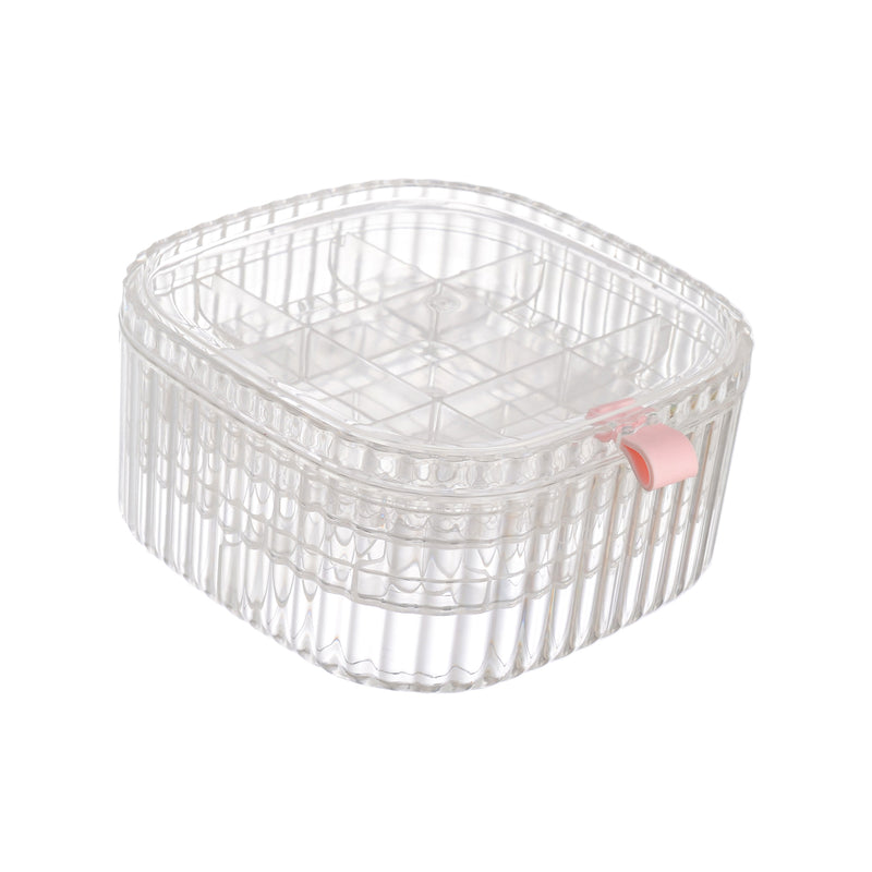 Transparent white acrylic jewelry organizer box, 3 levels, 15*15*7 cm, white color