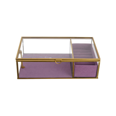 Classic glass jewelry organizer box 25*15*7cm mauve color