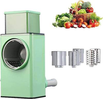 Acrylic vegetable slicer with washing machine design and stainless steel plate, green color, 28*12*8cm