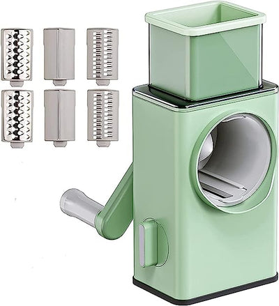 Acrylic vegetable slicer with washing machine design and stainless steel plate, green color, 28*12*8cm