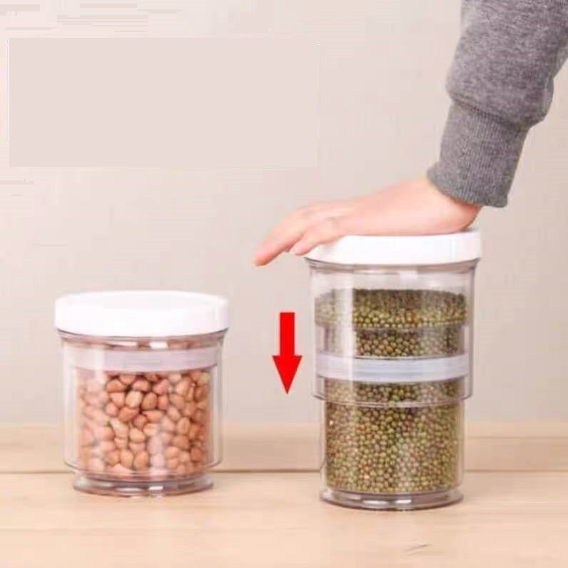 A jar of legumes, adjustable in length and jaw, with a lid to preserve the contents, white color, 1 liter - half a litre