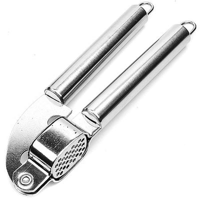 Garlic and ginger press, stainless steel, silver, 19 cm