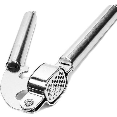 Garlic and ginger press, stainless steel, silver, 19 cm