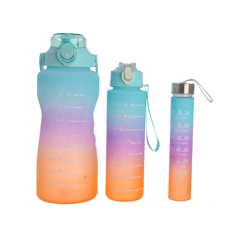 Numbered sports water bottle 3 pieces in different sizes