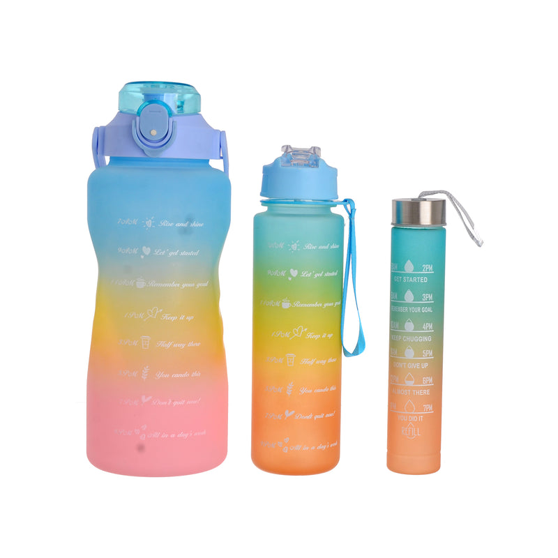 Numbered sports water bottle 3 pieces in different sizes