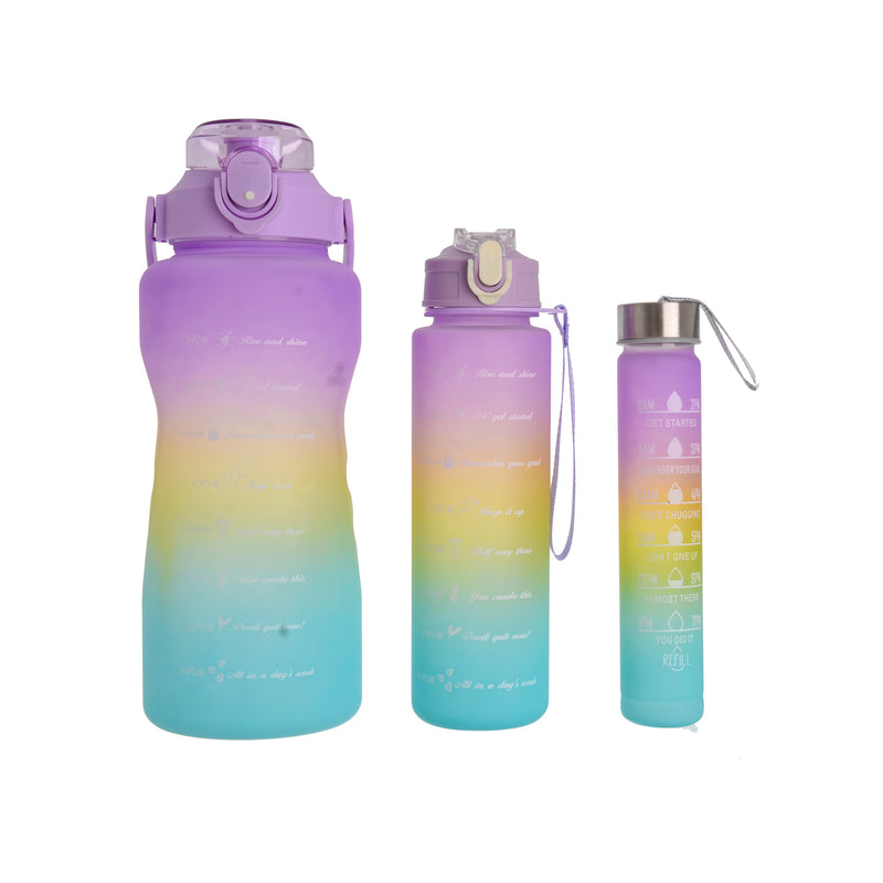 Numbered sports water bottle 3 pieces in different sizes