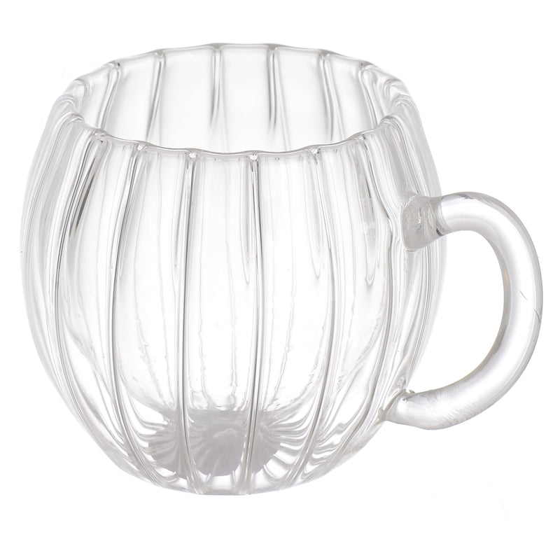 Double crystal coffee cup with double insulated cushion, transparent color, 9 x 7 cm