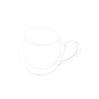 Plain double crystal coffee cup, double insulated glass, transparent color, 7 x 6 cm