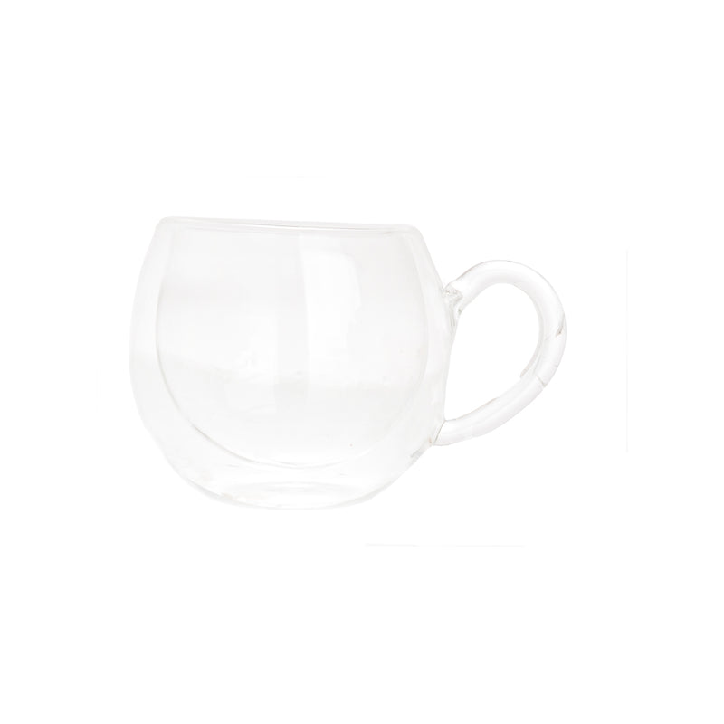 Plain double crystal coffee cup, double insulated glass, transparent color, 7 x 6 cm