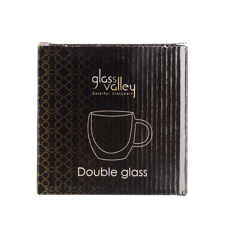 Plain double crystal coffee cup, double insulated glass, transparent color, 7 x 6 cm