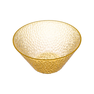 Round acrylic bowl with golden frame, transparent color, 22.5*11 cm