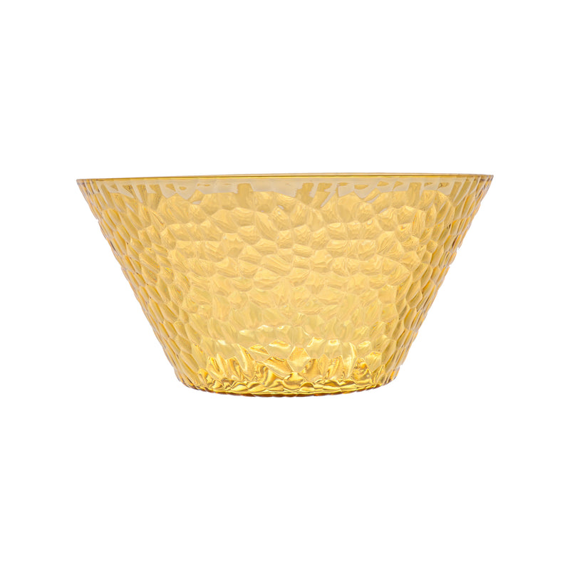 Round acrylic bowl with golden frame, transparent color, 22.5*11 cm