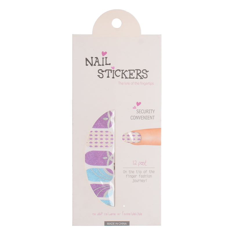 A set of nail polish stickers in different shapes: mauve*white*cyan