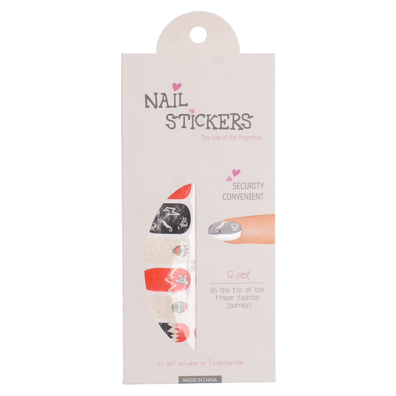 A set of nail polish stickers in different shapes, red*white*black