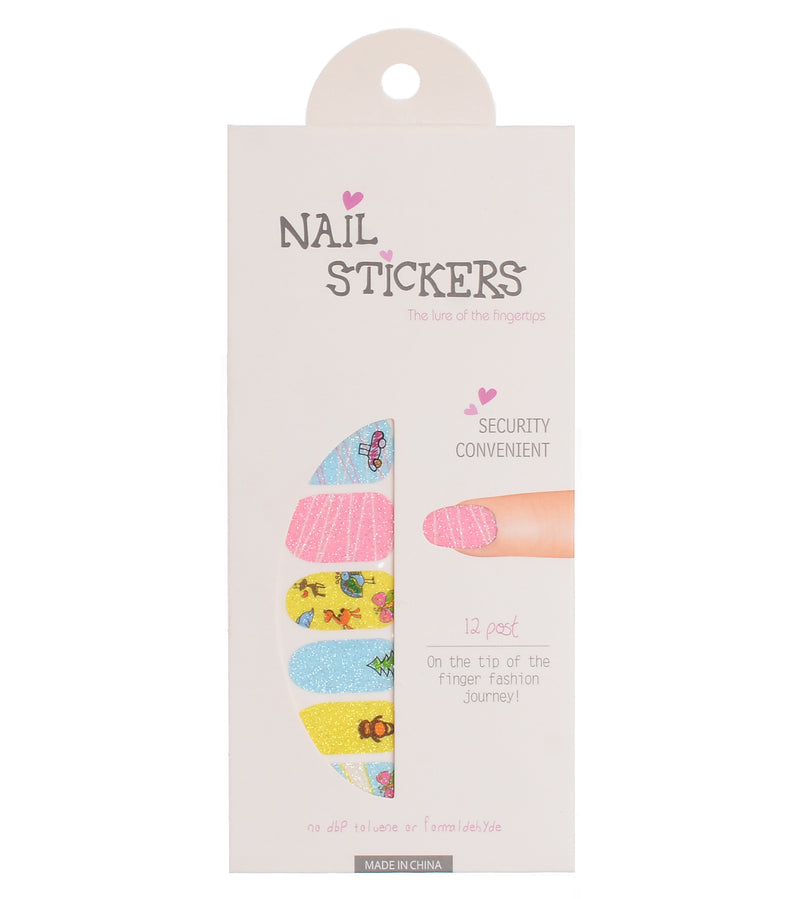 A set of nail polish stickers in different shapes, yellow*pink*cyan