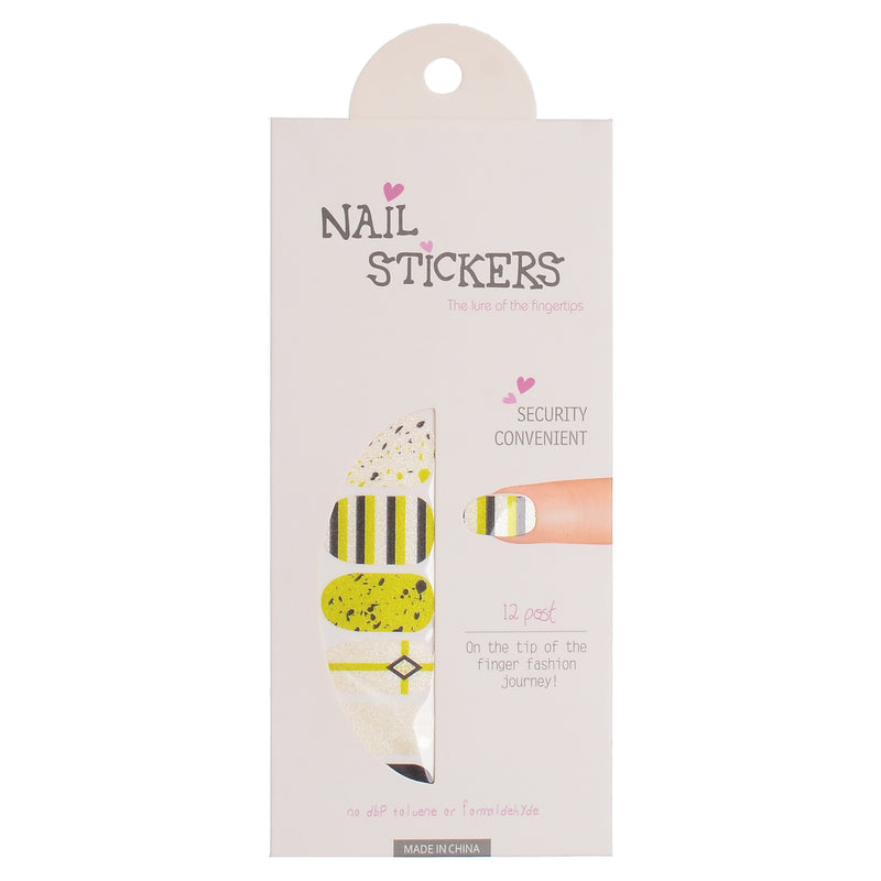 A set of nail polish stickers in different shapes, white*black*light green