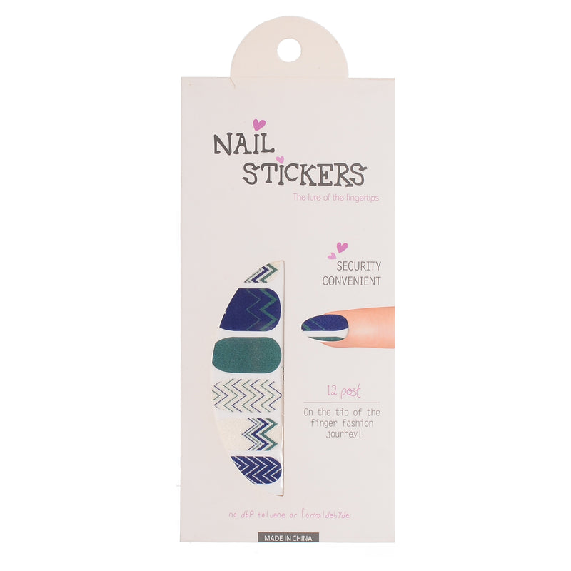 A set of nail polish stickers in different shapes: navy*green*white