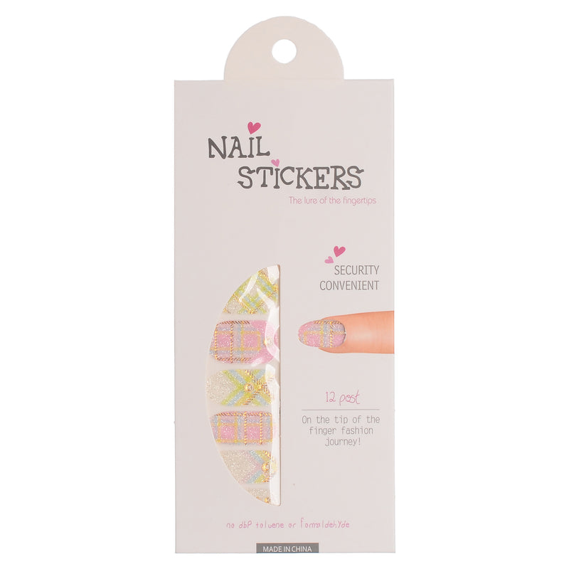 A set of nail polish stickers in different shapes, pink*light green*white