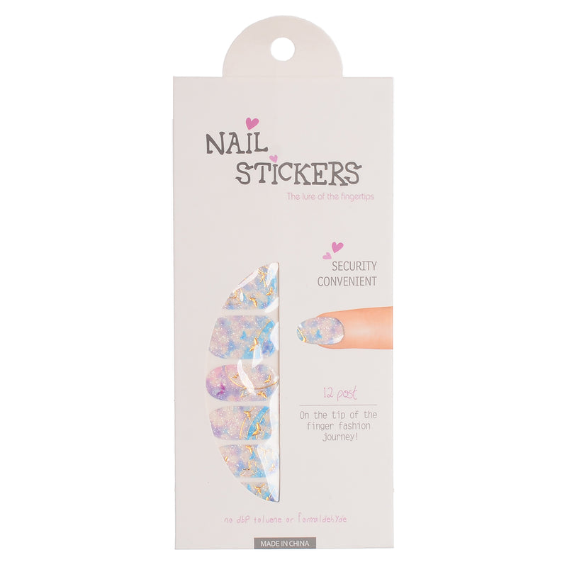 A set of nail polish stickers in different shapes, purple*blue*white