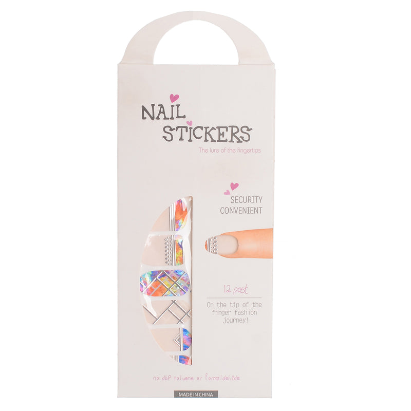 A set of nail polish stickers in different shapes, beige*orange*navy