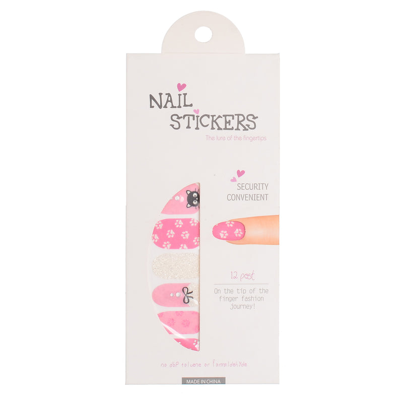 A set of nail polish stickers in different shapes, pink*white