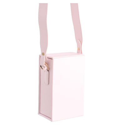 Vertical box leather crossbody bag, pink color