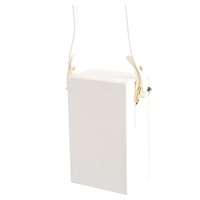 Vertical box leather crossbody bag, white