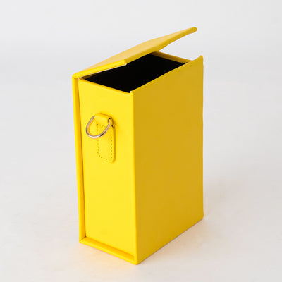 Yellow vertical box leather crossbody bag