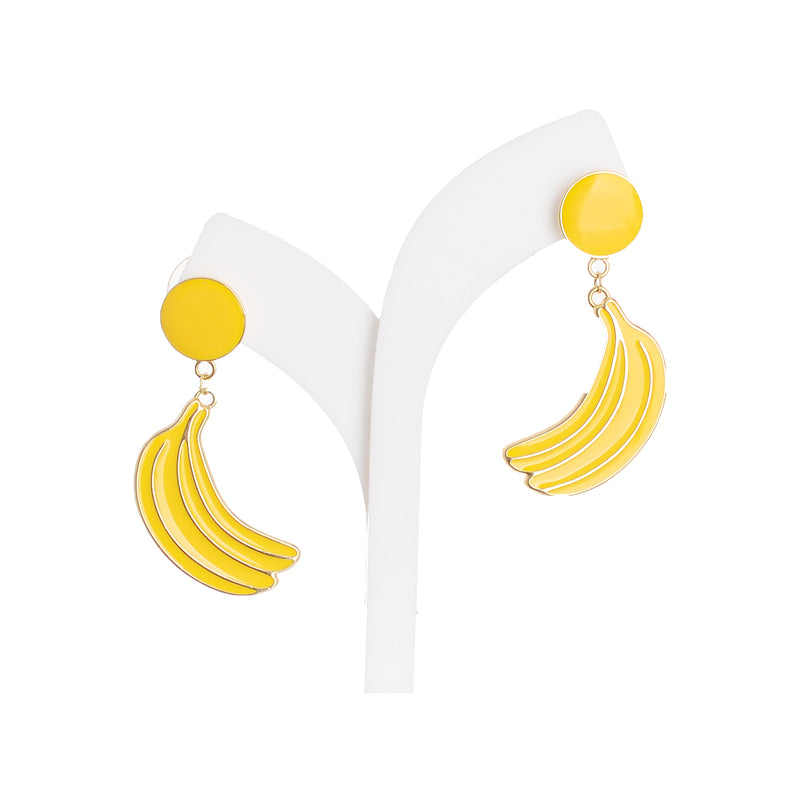 Long banana-shaped earring with yellow auger