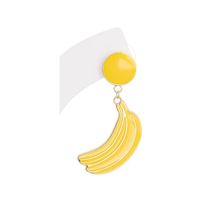 Long banana-shaped earring with yellow auger