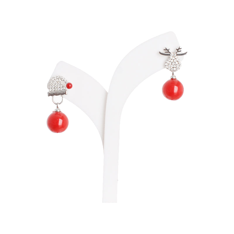 Christmas ornament earring with red stud