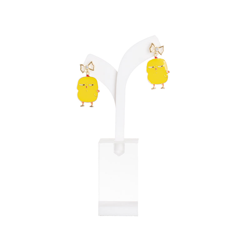 Yellow chick shaped earring with auger