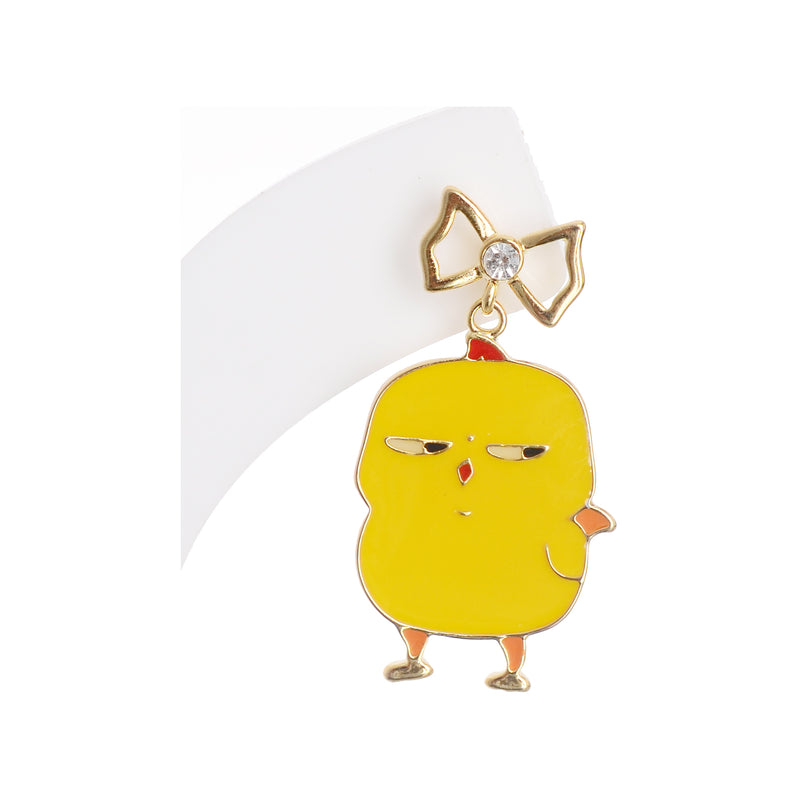 Yellow chick shaped earring with auger