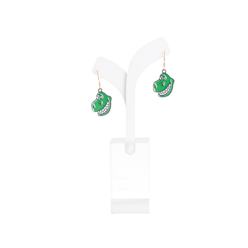 Green T-Rex dinosaur head earring