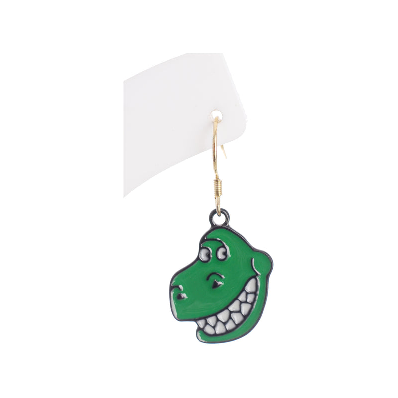 Green T-Rex dinosaur head earring