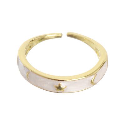 Gold open ceramic ring ring from Fashion Jewelery Free Size