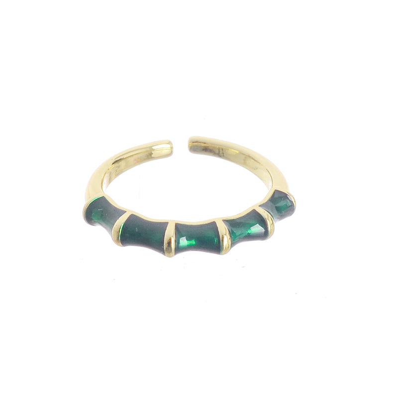 An open ring ring with green and golden zircon stones from Fashion Jewelery Free Size