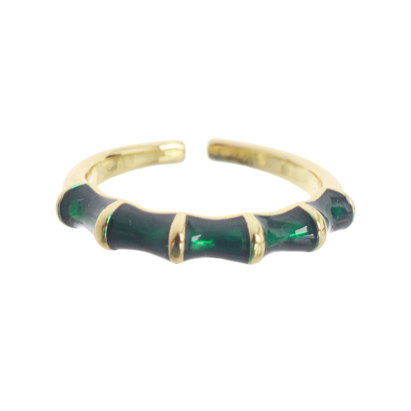 An open ring ring with green and golden zircon stones from Fashion Jewelery Free Size