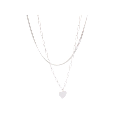 Women's stainless steel chain, 2 round stainless heart pendant