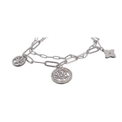 Women's bracelet, 2 levels, shaped like a tree pendant chain