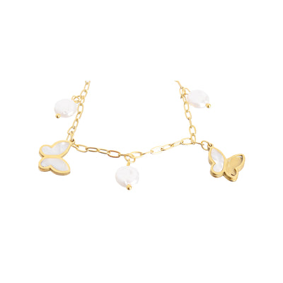 Women's butterfly-shaped bracelet, stainless steel, golden colour