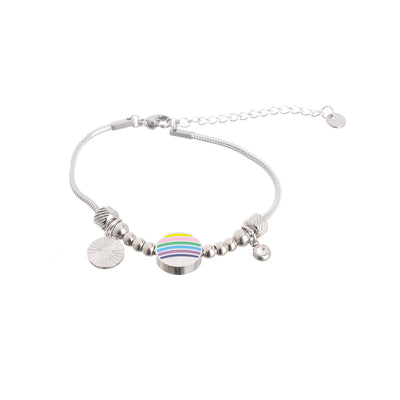 Women's bracelet, round shape, stainless steel colours