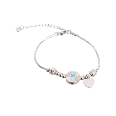 Women's circle-shaped bracelet with a stainless heart pendant