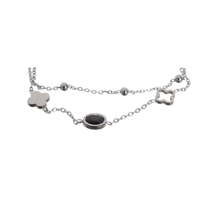 Women's stainless steel bracelet decorated with stainless steel rose beads