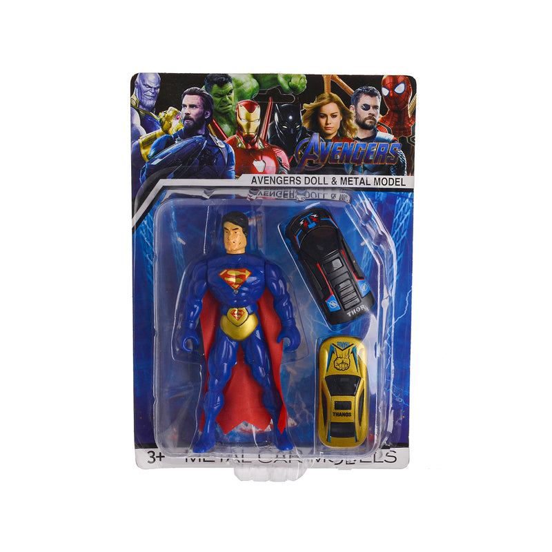 Superman figure + 2 cars black*gold