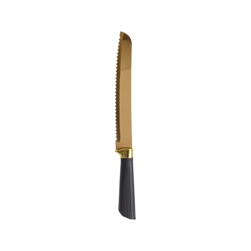 Large, golden, multi-use serrated knife, 20 cm