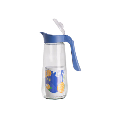 A glass jug of drinking water and juices with a rose-shaped lid, capacity of 1600 ml