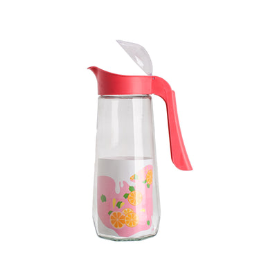 A glass jug of drinking water and juices with a rose-shaped lid, capacity of 1600 ml