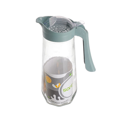 A glass jug of drinking water and juices with a rose-shaped lid, capacity of 1600 ml
